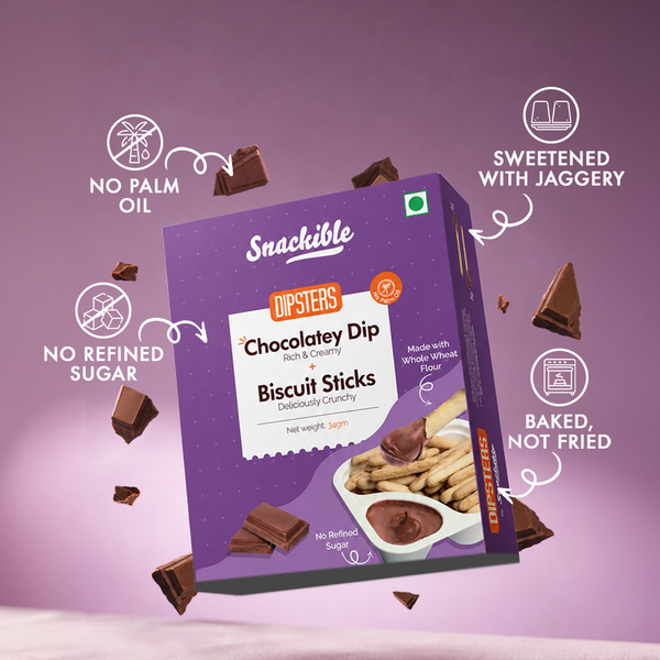 Dipsters - Chocolatey Dip with Biscuit Sticks  | No Refined Sugar