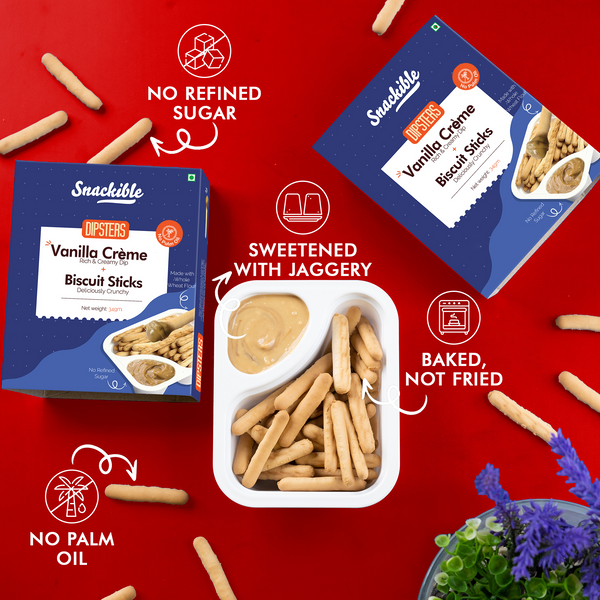 Dipsters - Vanilla Creme Dip with Biscuit Sticks  | No Refined Sugar