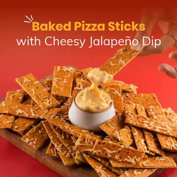 Baked Pizza Sticks with a Cheesy Jalapeño Dip