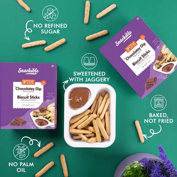 Dipsters - Chocolatey Dip with Biscuit Sticks  | No Refined Sugar