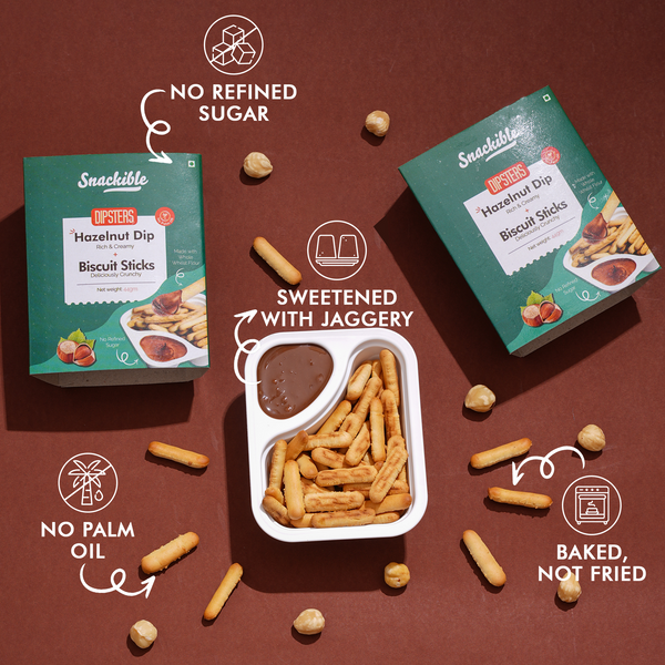 Dipsters - Hazelnut Dip with Biscuit Sticks  | No Refined Sugar