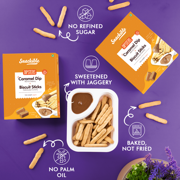 Dipsters - Salted Caramel Dip with Biscuit Sticks | No Refined Sugar